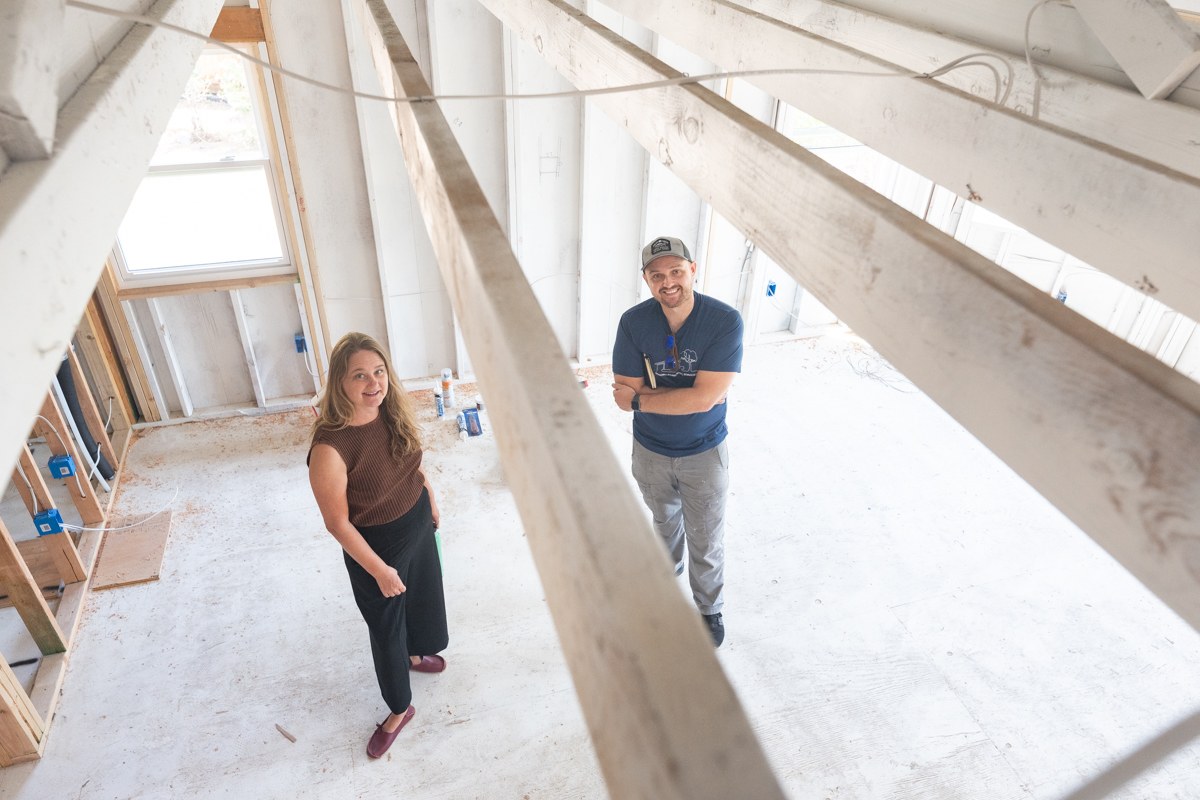 Jaime and Ryan at the Poplar fire rebuild construction site
